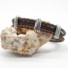 Pulsera de cuero marrón para hombre