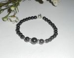 Pulsera con piedras de hematites y plata 925