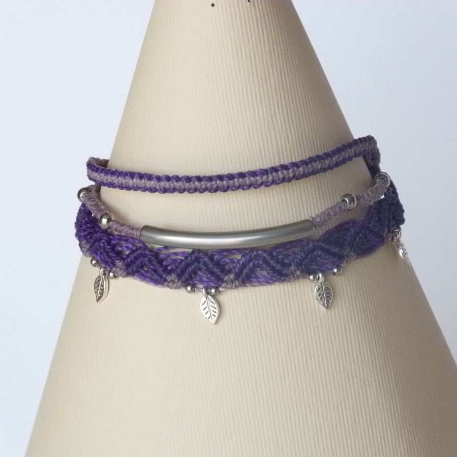 Pulsera 3 en 1 Multi-Row Violeta y Morado