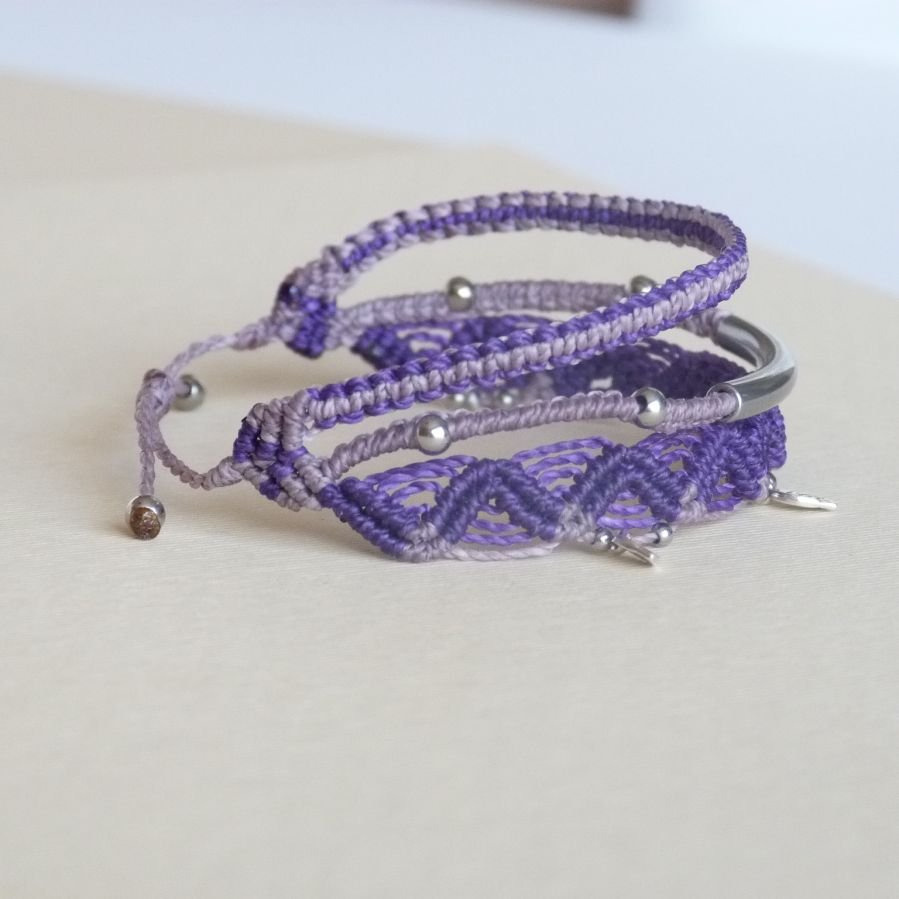 Pulsera 3 en 1 Multi-Row Violeta y Morado