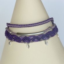 Pulsera 3 en 1 Multi-Row Violeta y Morado