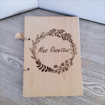 Recetario, tapa de madera grabada a fuego (hecho a mano), personalizable