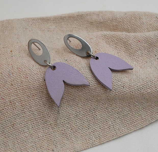 Boucles d'oreilles pendantes g&eacute;om&eacute;triques en bois parmes 