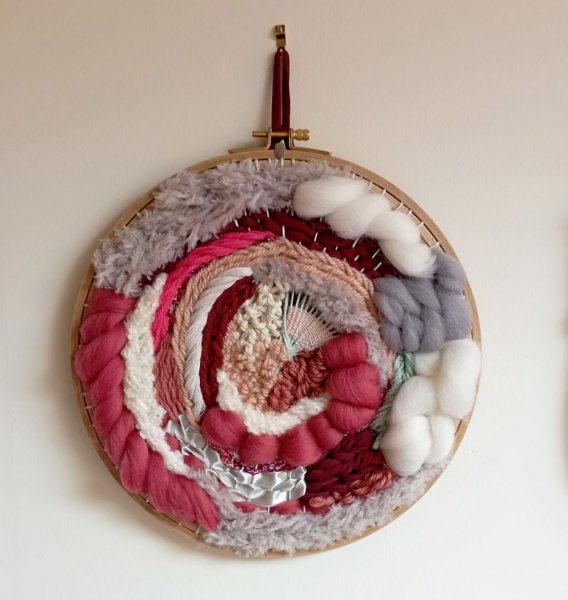 Ensemble de suspensions murales en macram&eacute; tiss&eacute; et tissage circulaire assorti