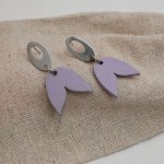 Boucles d'oreilles pendantes géométriques en bois parmes 