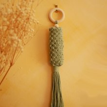 Suspension en macramé pour fleurs séchées avec corde coton couleur vert