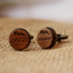 Gemelos de madera engastados en bronce envejecido 16 mm personalizables
