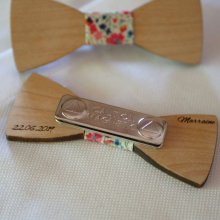 Mini broche de pajarita de madera para personalizar