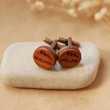 Gemelos de madera engastados en cobre envejecido 16 mm, personalizables