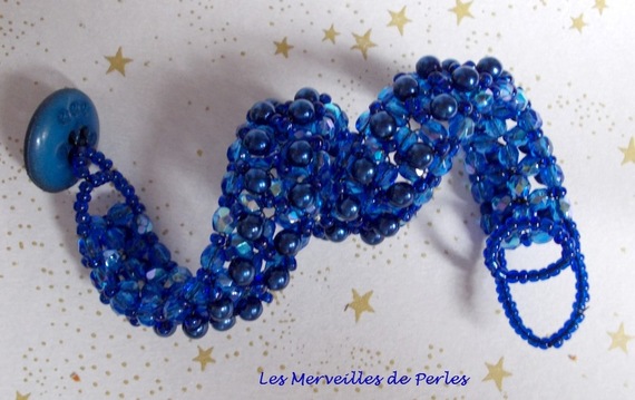 Pulsera Night Blue con cuentas de cristal nacarado y facetas