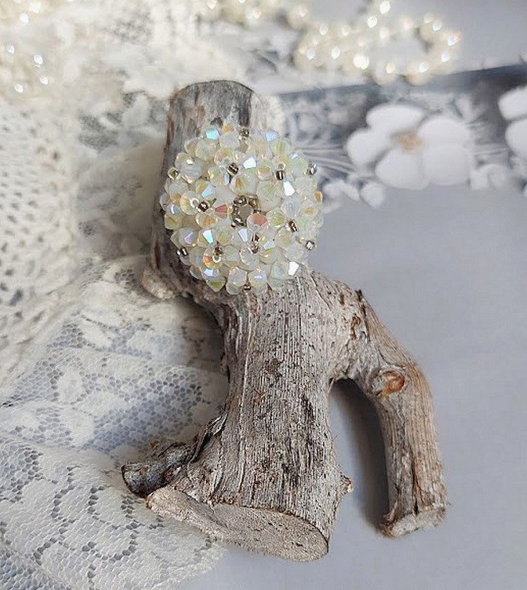 Anillo de cristal con facetas y hiladores de cristal Swarovski
