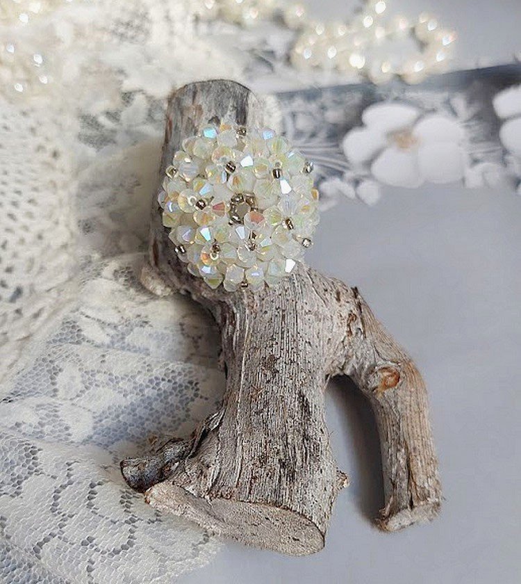 Anillo de cristal con facetas y hiladores de cristal Swarovski