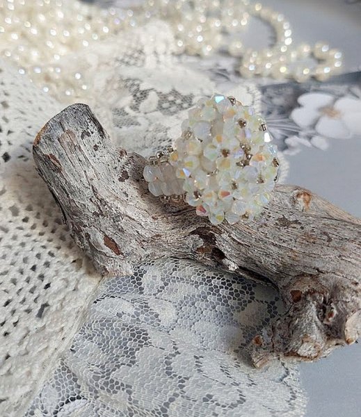 Anillo de cristal con facetas y hiladores de cristal Swarovski