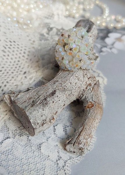 Anillo de cristal con facetas y hiladores de cristal Swarovski