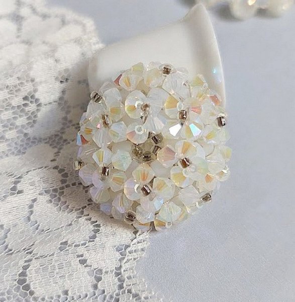 Anillo de cristal con facetas y hiladores de cristal Swarovski