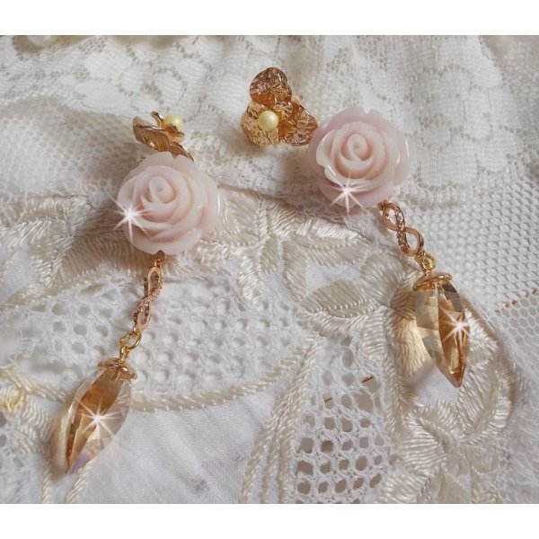 Bell'issim Violeta Rosa BO dorado con cristales de la Casa Swarovski y Zirconio