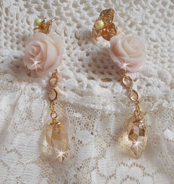 Bell'issim Violeta Rosa BO dorado con cristales de la Casa Swarovski y Zirconio