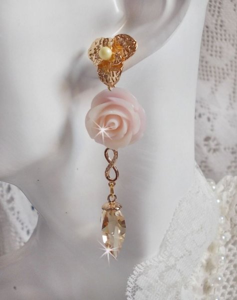 Bell'issim Violeta Rosa BO dorado con cristales de la Casa Swarovski y Zirconio