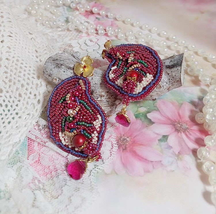BO Enchantement d'Automne bordado con cristales Swarovski, perlas y rocallas