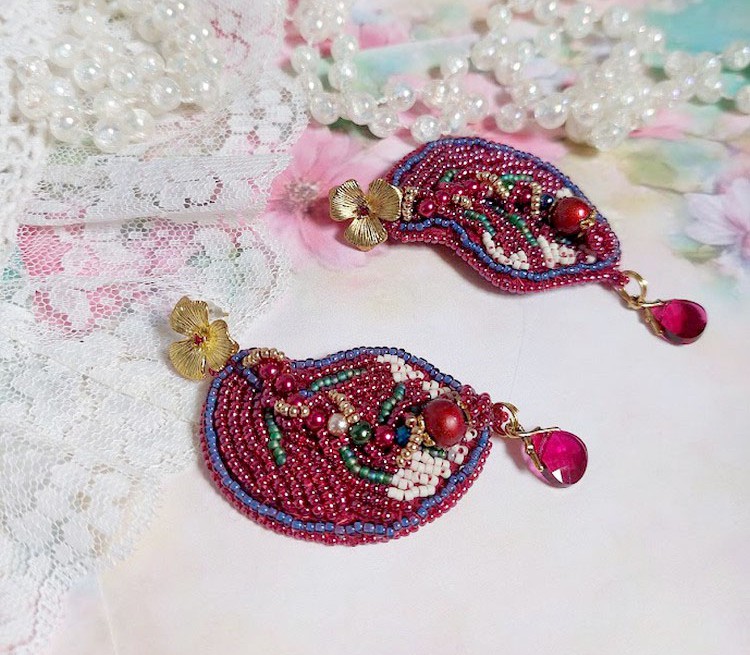 BO Enchantement d'Automne bordado con cristales Swarovski, perlas y rocallas