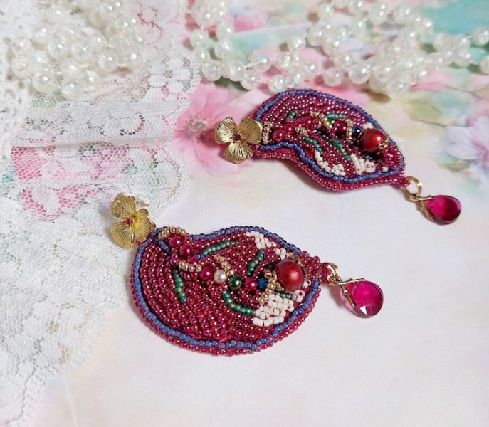 BO Enchantement d'Automne bordado con cristales Swarovski, perlas y rocallas