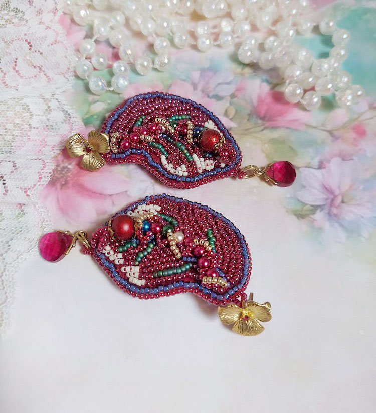 BO Enchantement d'Automne bordado con cristales Swarovski, perlas y rocallas