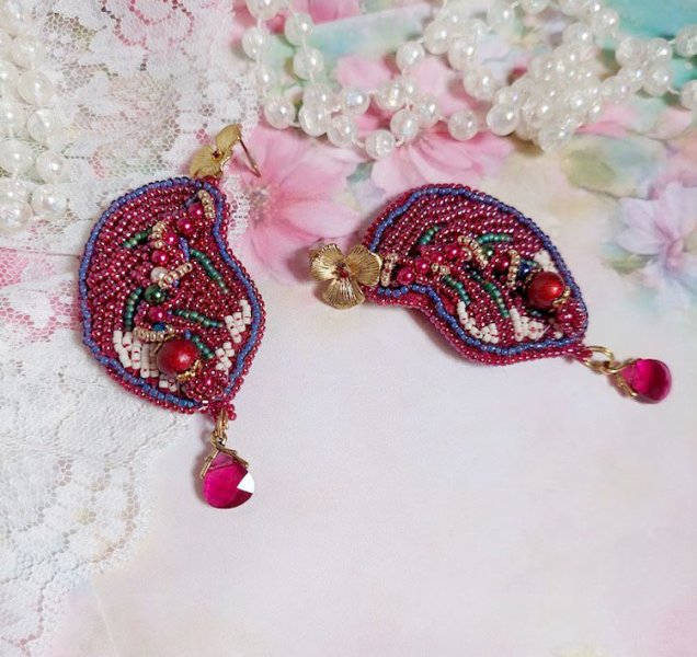 BO Enchantement d'Automne bordado con cristales Swarovski, perlas y rocallas