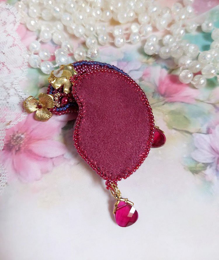BO Enchantement d'Automne bordado con cristales Swarovski, perlas y rocallas