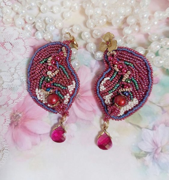 BO Enchantement d'Automne bordado con cristales Swarovski, perlas y rocallas