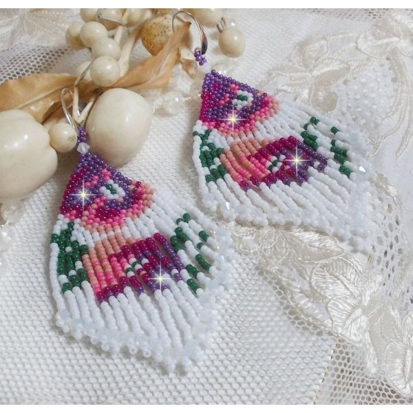 BO Flores de cerezo creadas con Blanco opaco, Rosa en varios tonos, Verde con Toupies