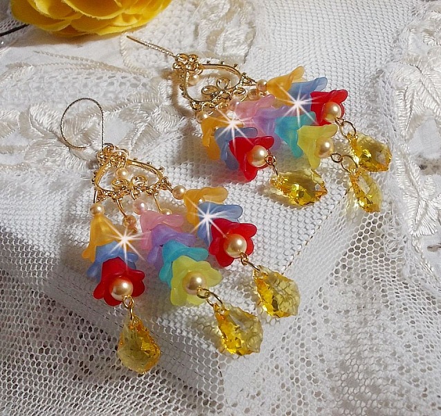 BO Garden Flowers con cristales de Swarovski y flores de Lucite de diferentes colores