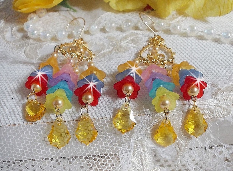 BO Garden Flowers con cristales de Swarovski y flores de Lucite de diferentes colores