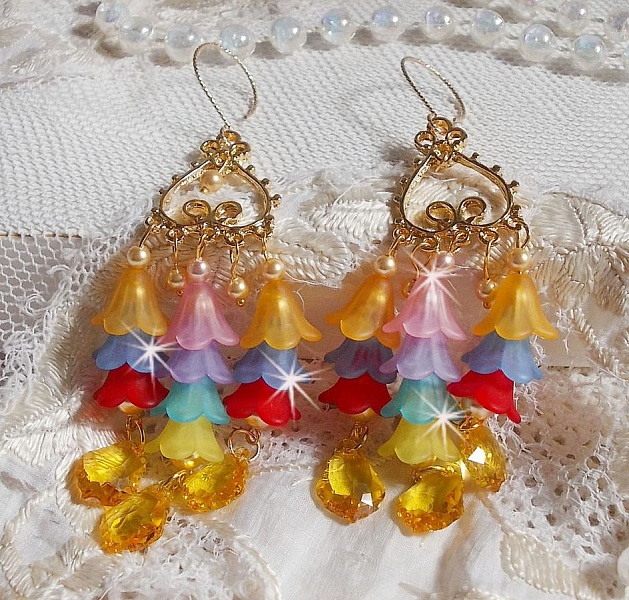 BO Garden Flowers con cristales de Swarovski y flores de Lucite de diferentes colores