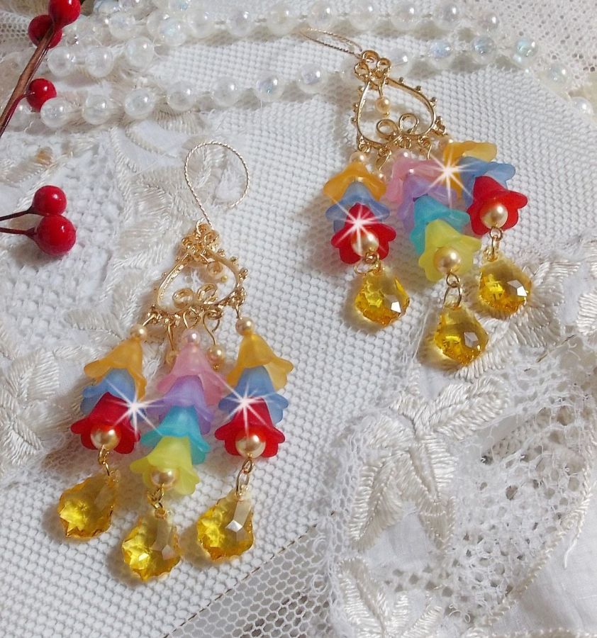 BO Garden Flowers con cristales de Swarovski y flores de Lucite de diferentes colores