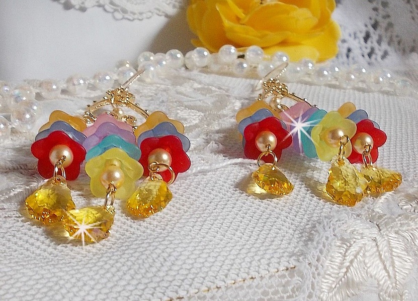 BO Garden Flowers con cristales de Swarovski y flores de Lucite de diferentes colores