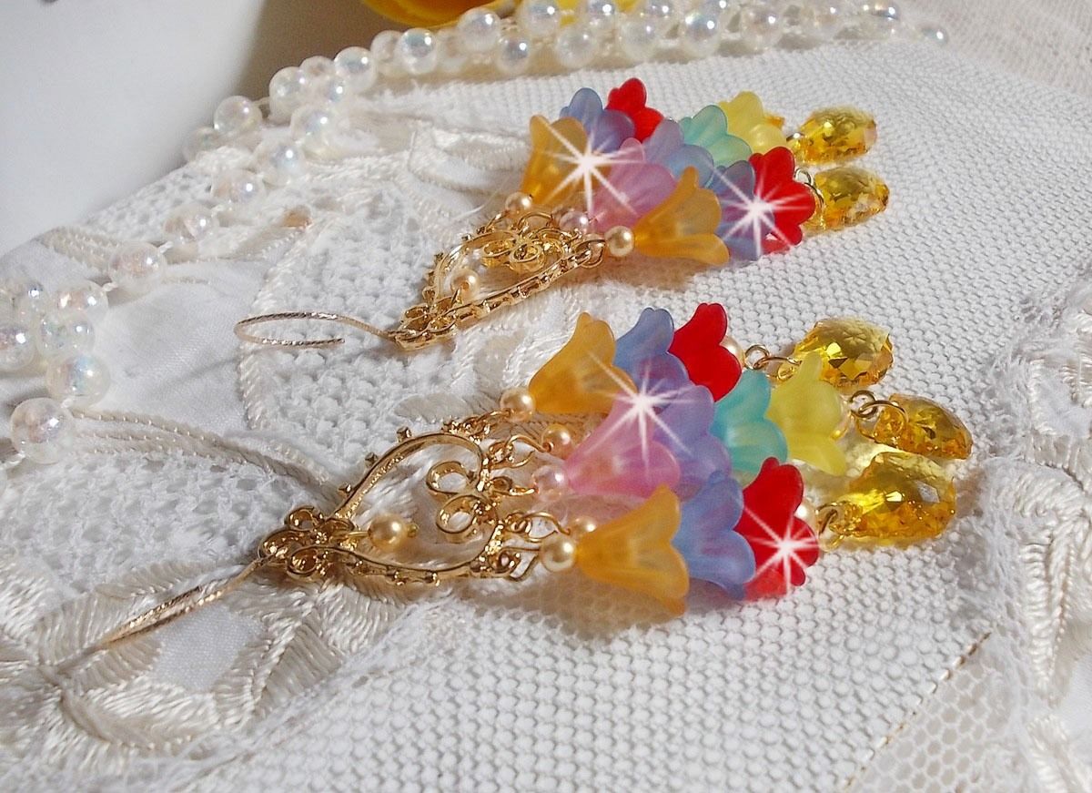 BO Garden Flowers con cristales de Swarovski y flores de Lucite de diferentes colores