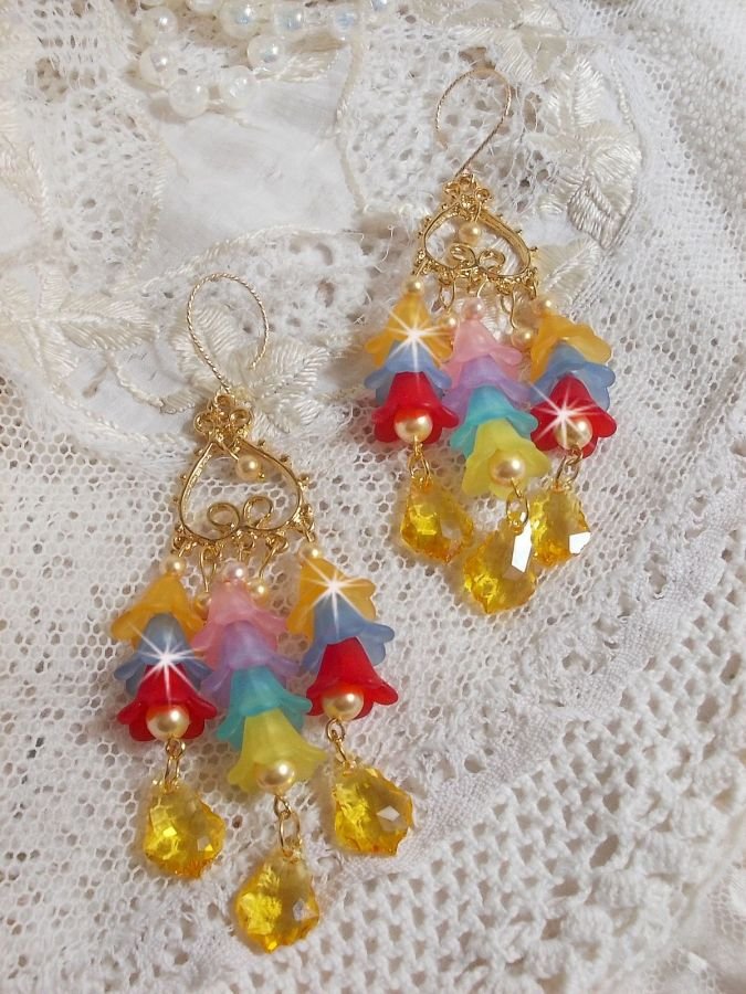 BO Garden Flowers con cristales de Swarovski y flores de Lucite de diferentes colores