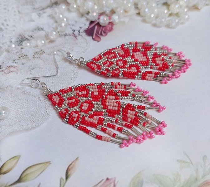 BO Imagine montées avec rocailles verres, tubes Argent 925 et crochets d’oreilles plaqué argent