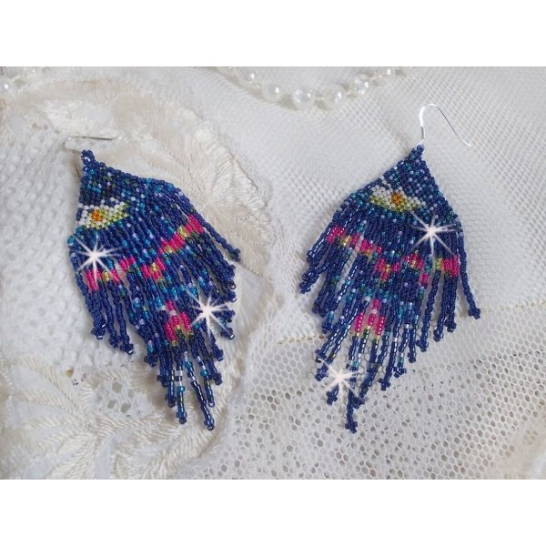 BO Nen&uacute;fares creados con semillas Miyuki y Toho en azul, rosa, blanco, amarillo, naranja y verde