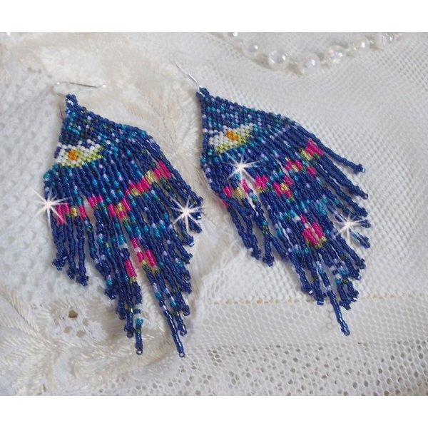 BO Nen&uacute;fares creados con semillas Miyuki y Toho en azul, rosa, blanco, amarillo, naranja y verde