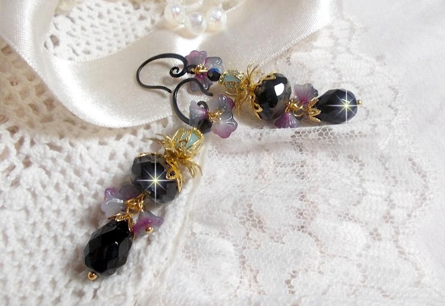 BO Paris et Ritournelles mont&eacute;es avec perles cristal, perles verre et pierres de gemme