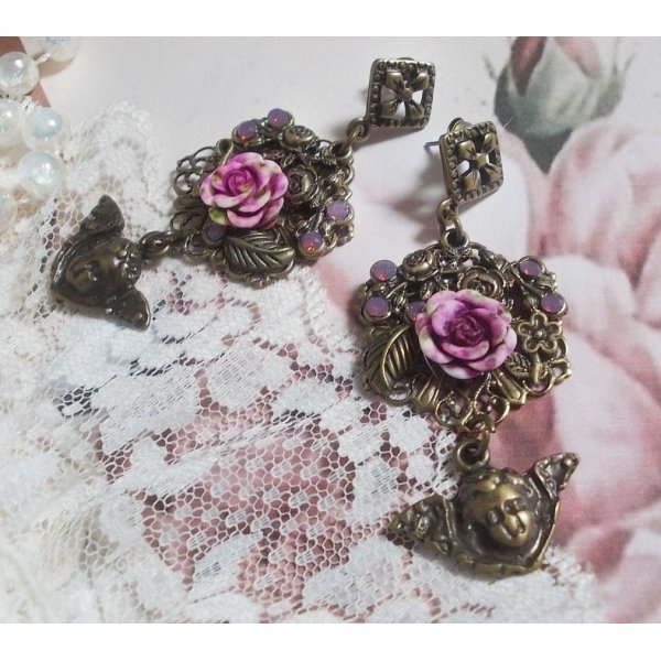 BO Secrets des Angelots creado con rosas de resina, colgantes Angelot, estampados y cristales