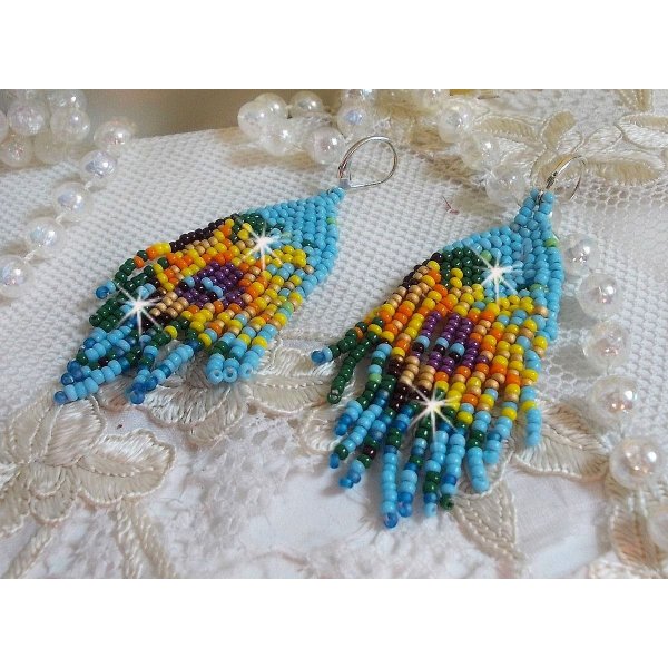 BO Girasol creado con rocas de colores primaverales y durmientes de plata 925/1000