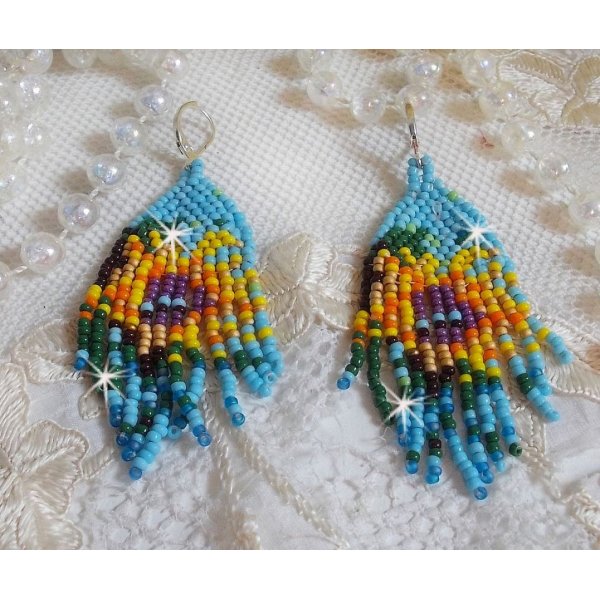 BO Girasol creado con rocas de colores primaverales y durmientes de plata 925/1000