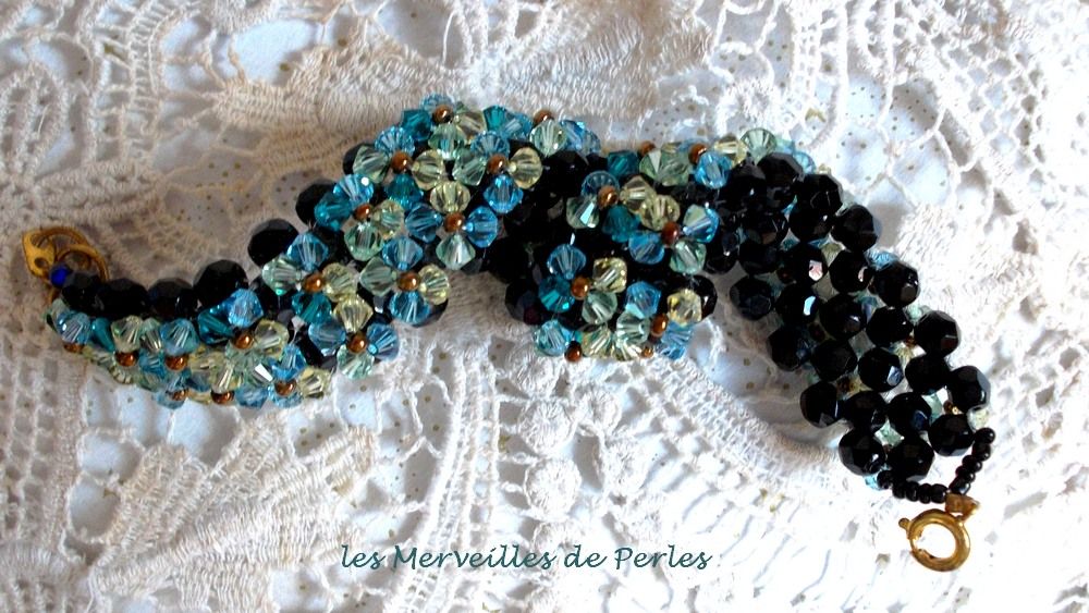 Brillante pulsera Aurora con facetas negras y peonzas de colores en cristal de Swarovski