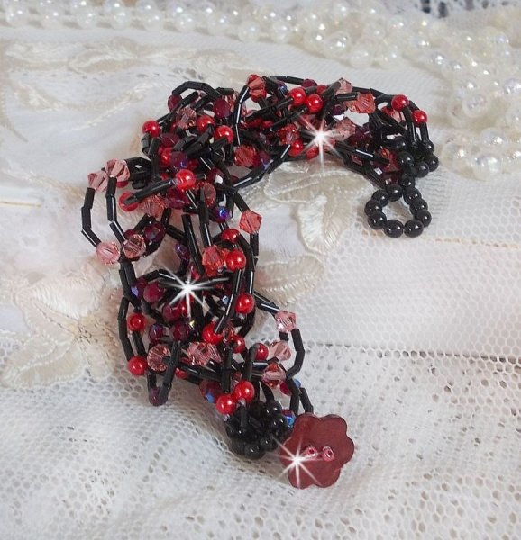 Pulsera Feeling con cuentas tubulares, cuentas de n&aacute;car y peonzas de cristal de Swarovski