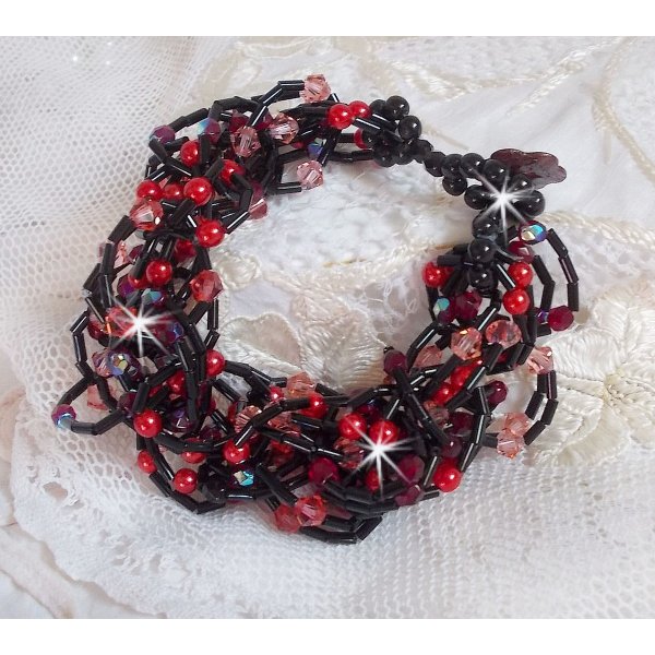 Pulsera Feeling con cuentas tubulares, cuentas de n&aacute;car y peonzas de cristal de Swarovski