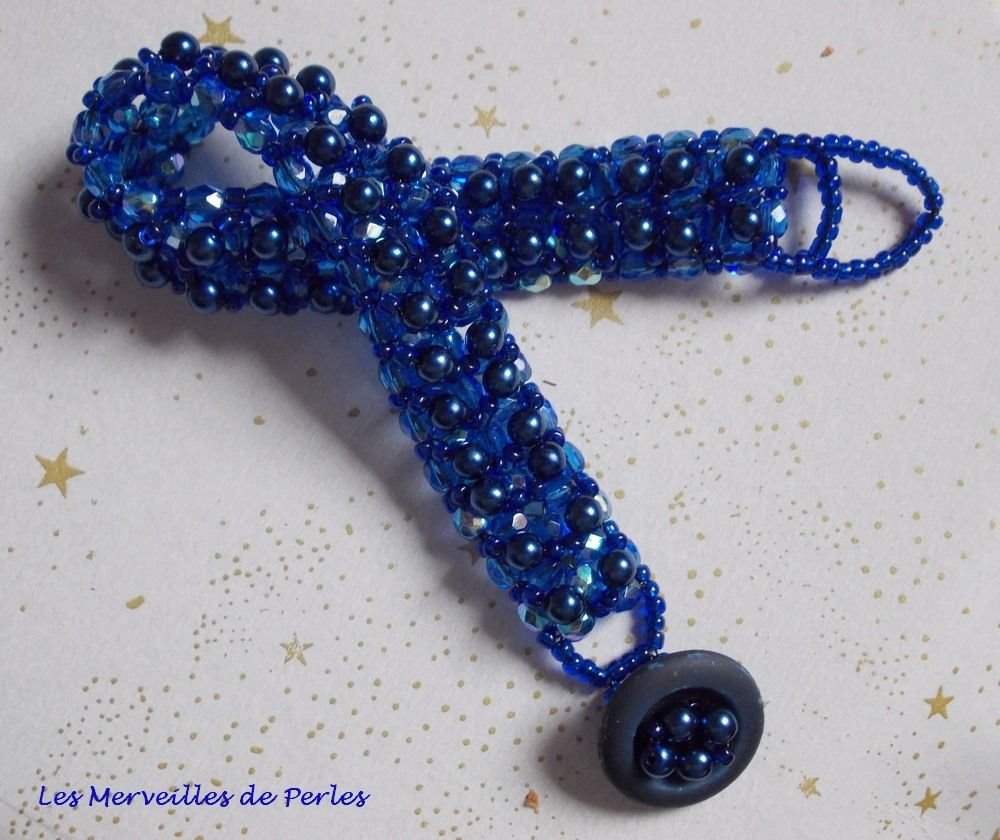 Pulsera Night Blue con cuentas de cristal nacarado y facetas