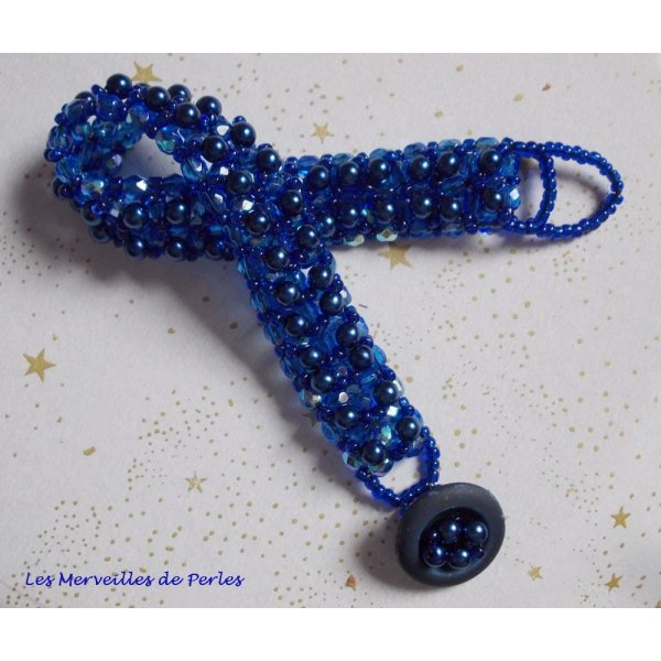 Pulsera Night Blue con cuentas de cristal nacarado y facetas