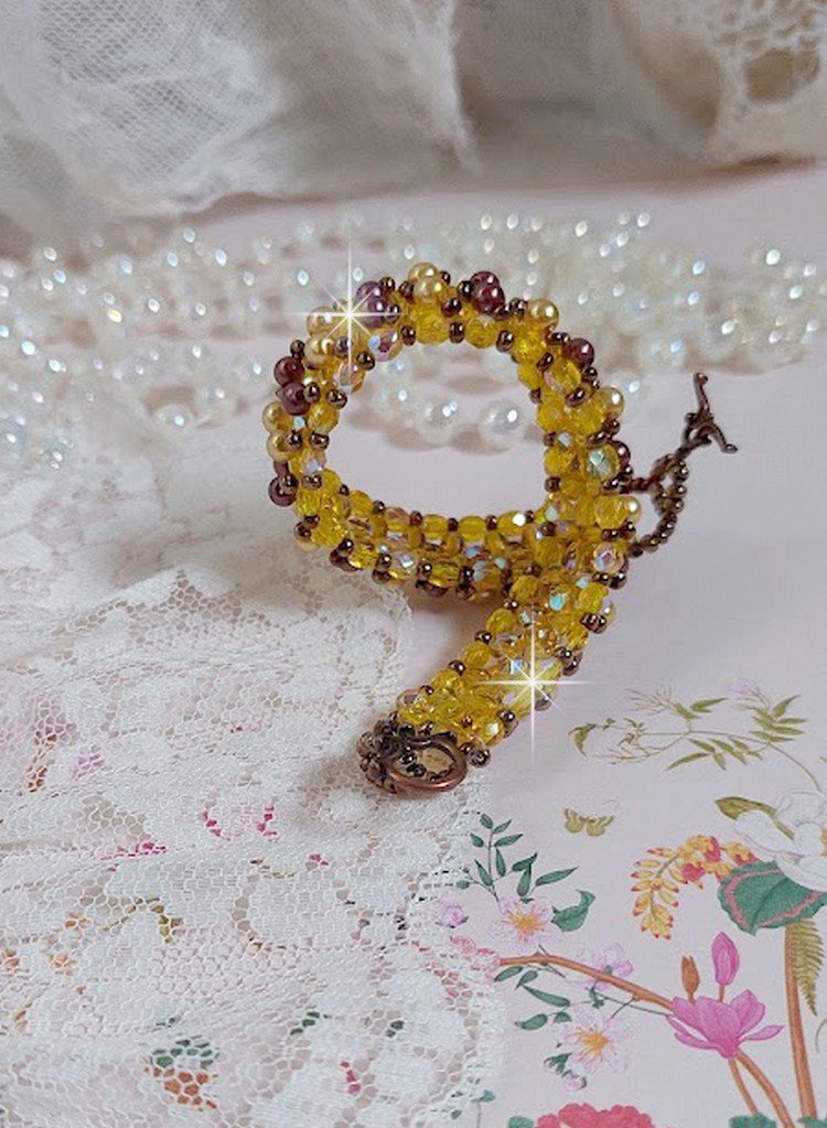 Pulsera de cuentas Soleil con cuentas de cristal y facetas